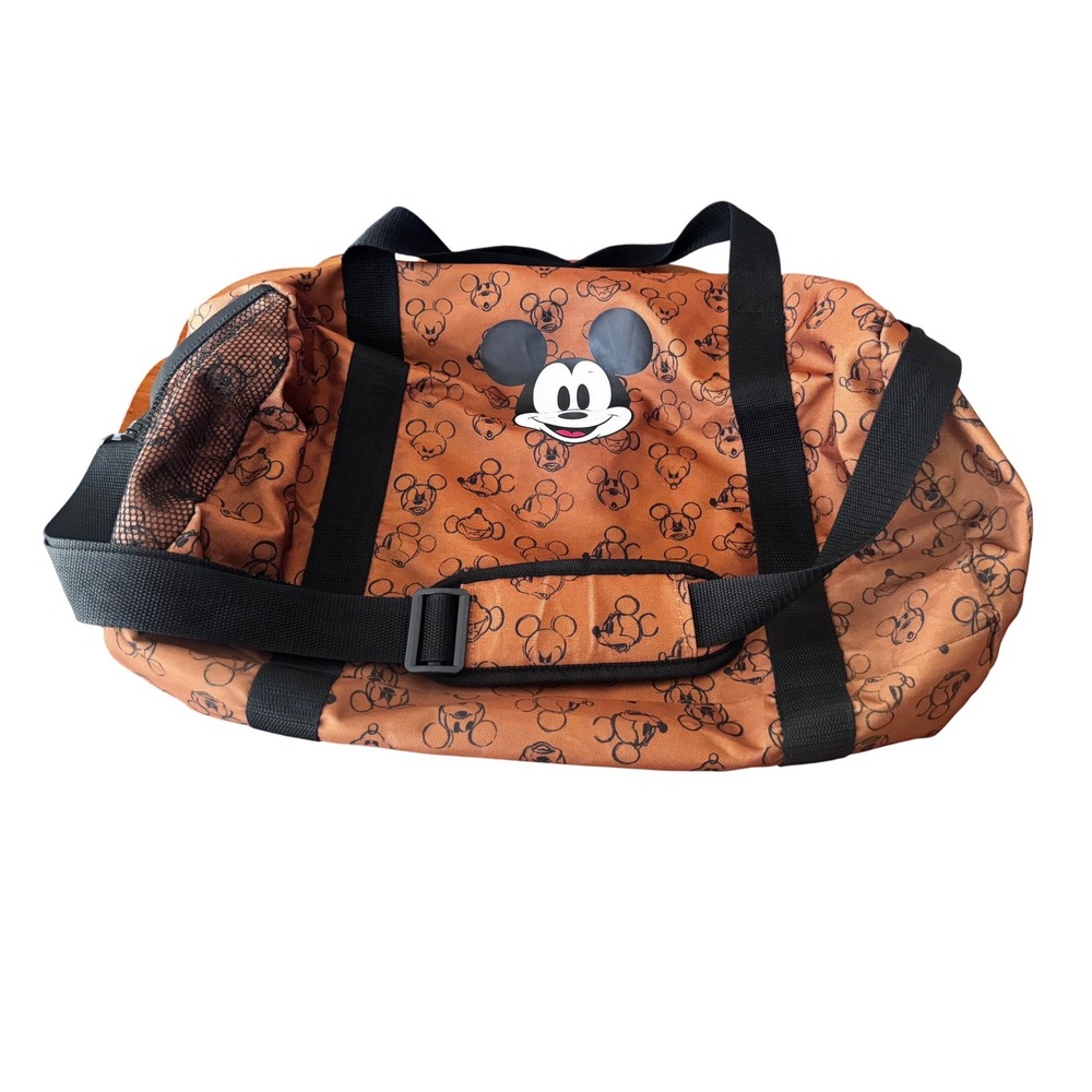 Disney Mickey Mouse Bioworld Duffel Bag Brown All‎ Over Print Travel Gym
14x20x5